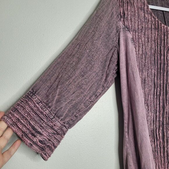 Parsley and Sage pink grunge textured 3/4 sleeve high low top size large - Picture 3 of 7